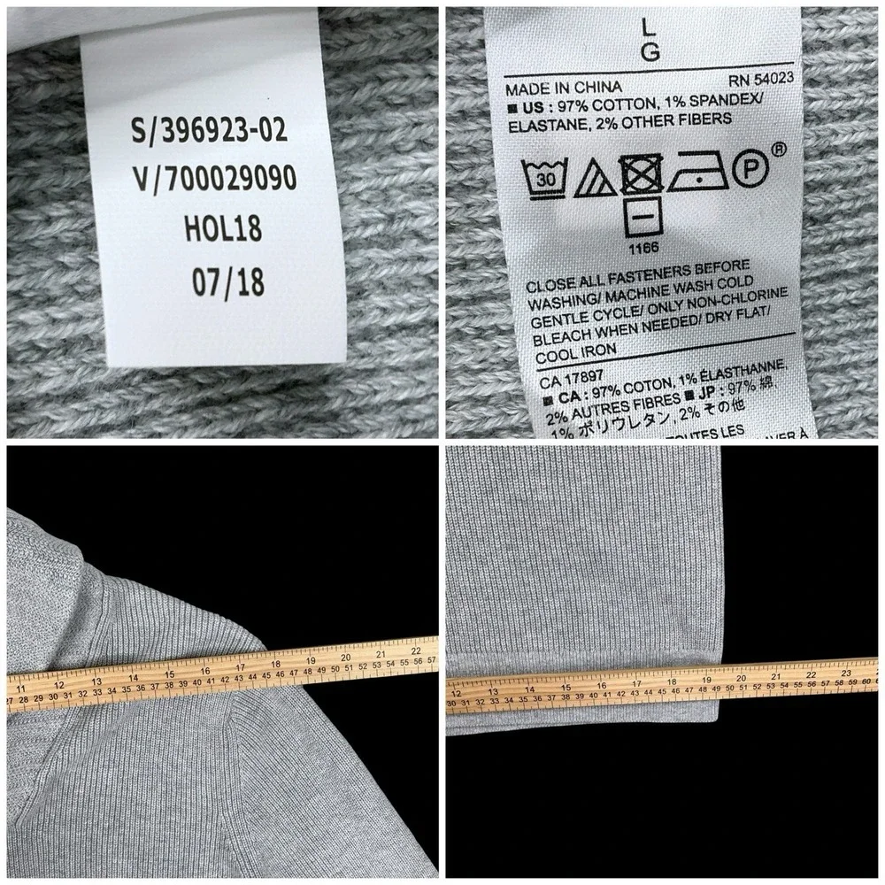 Banana Republic Sweater Men Large Gray Shawl Collar Pullover Long Sleeve NWT